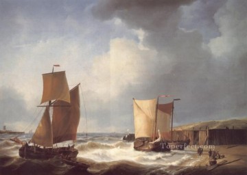  ships Works - Fisherfolk and Ships by the Coast Abraham Hulk Snr boat seascape